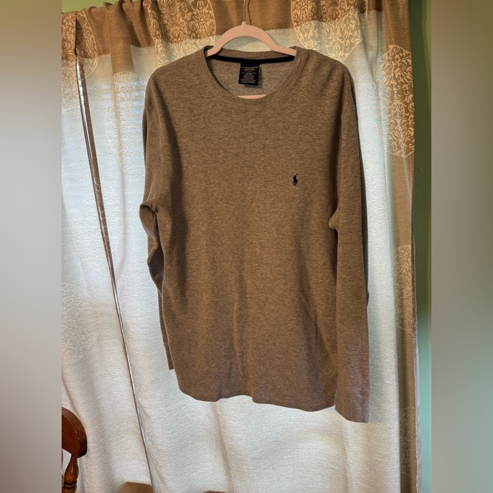 Polo Ralph Lauren Sleepwear Men’s Top Waffle Knit Gray. Size Large EUC